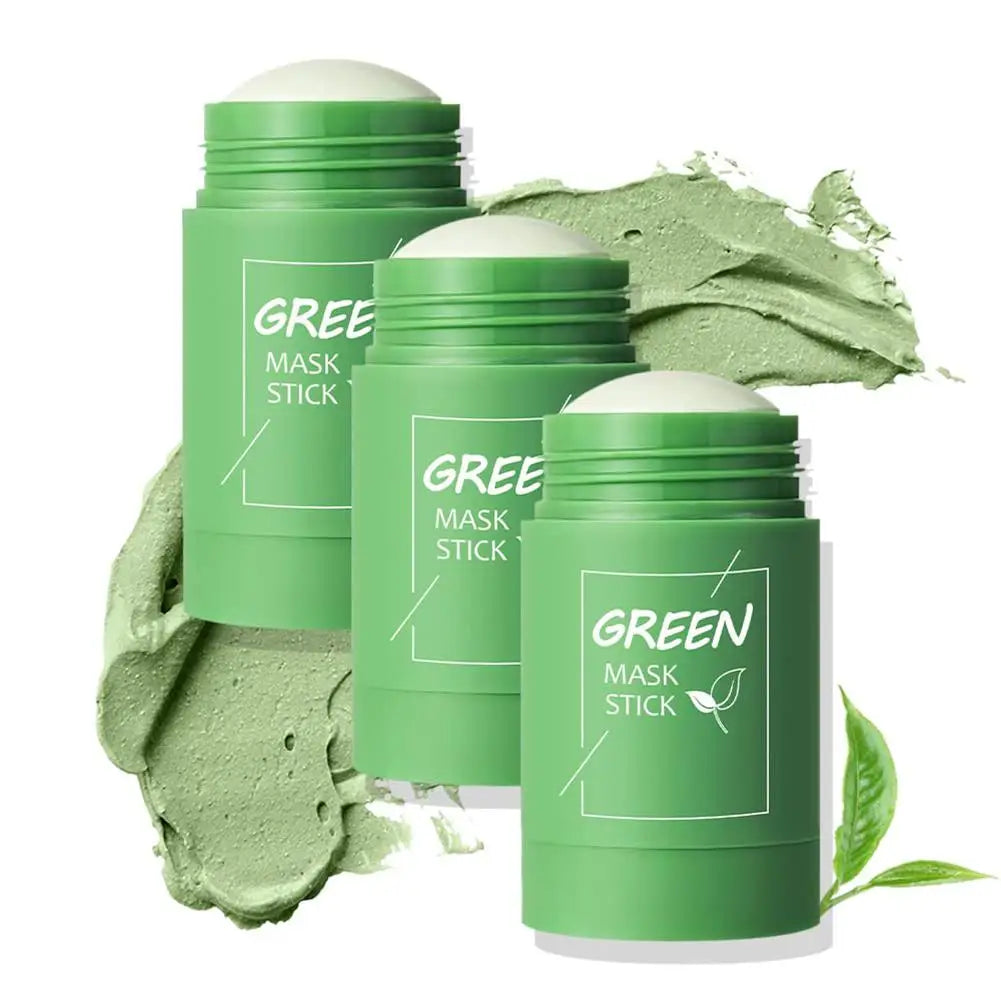 Barra de arcilla de té verde para la cara, máscara verde, palo para frotar el acné, encogimiento, espinillas, extracto de té verde, máscara Facial, limpieza de poros