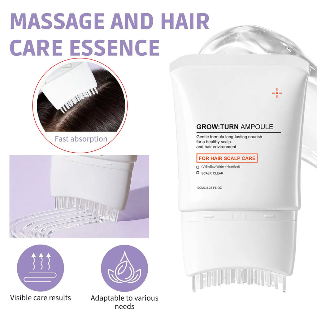 Suero para el Cuidado del Cuero Cabelludo con Cepillo Masajeador Incorporado, Tratamiento Nutritivo que Promueve el Crecimiento del Cabello y Reduce la Caída del Cabello, Repara el Cabello Dañado