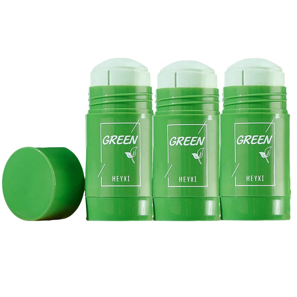 Barra de arcilla de té verde para la cara, máscara verde, palo para frotar el acné, encogimiento, espinillas, extracto de té verde, máscara Facial, limpieza de poros
