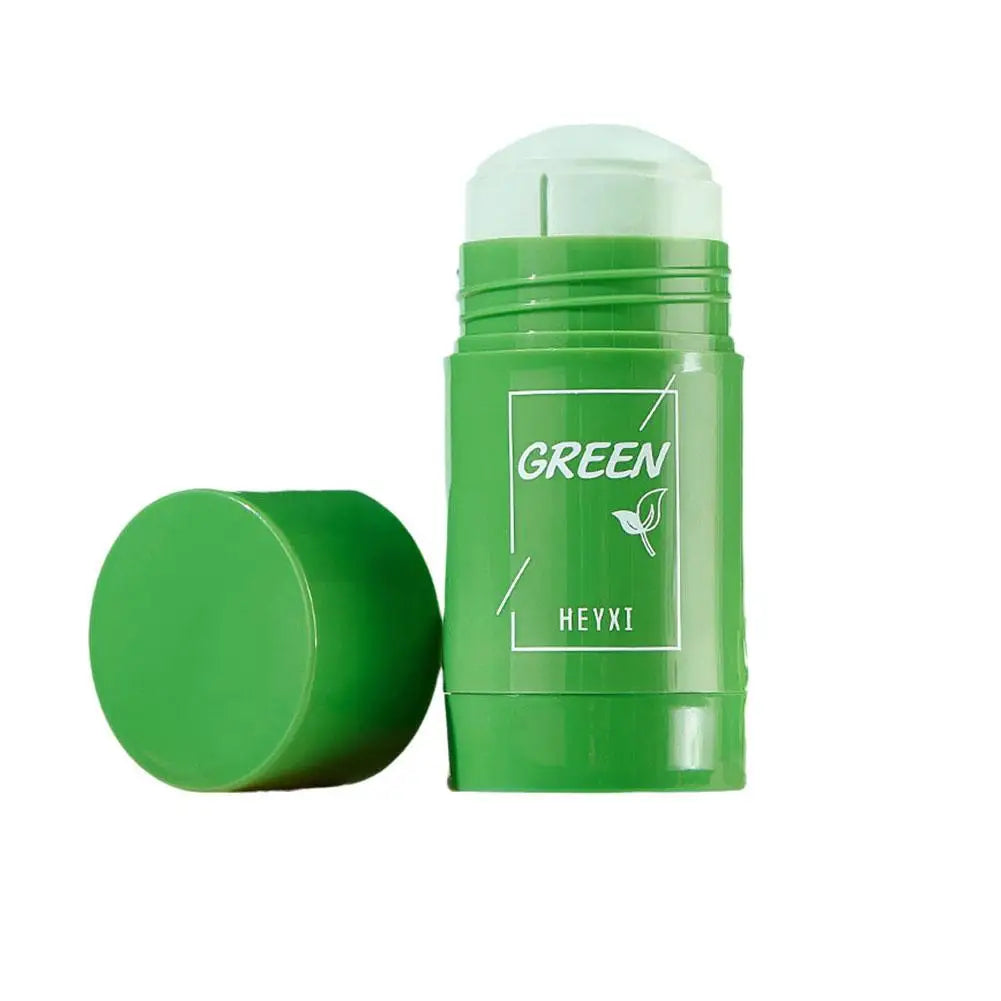 Barra de arcilla de té verde para la cara, máscara verde, palo para frotar el acné, encogimiento, espinillas, extracto de té verde, máscara Facial, limpieza de poros